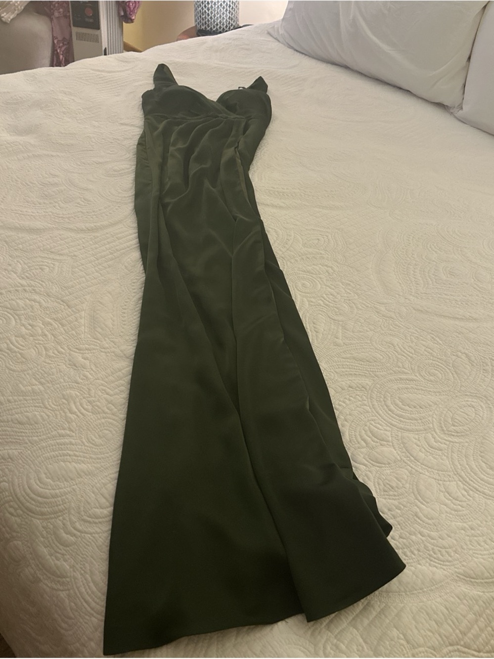 Revelry Olive Green Strapless Maxi Gown